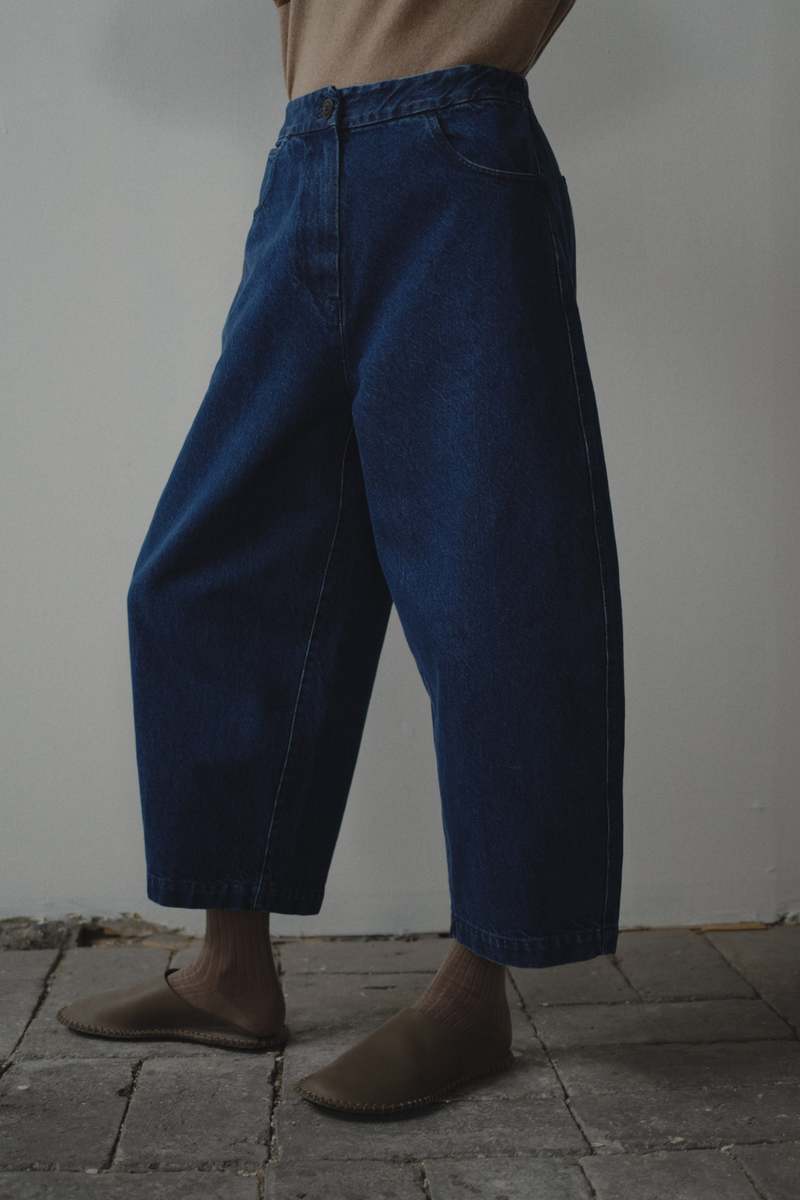 Cordera Curved Leg Pants - Denim | Garmentory