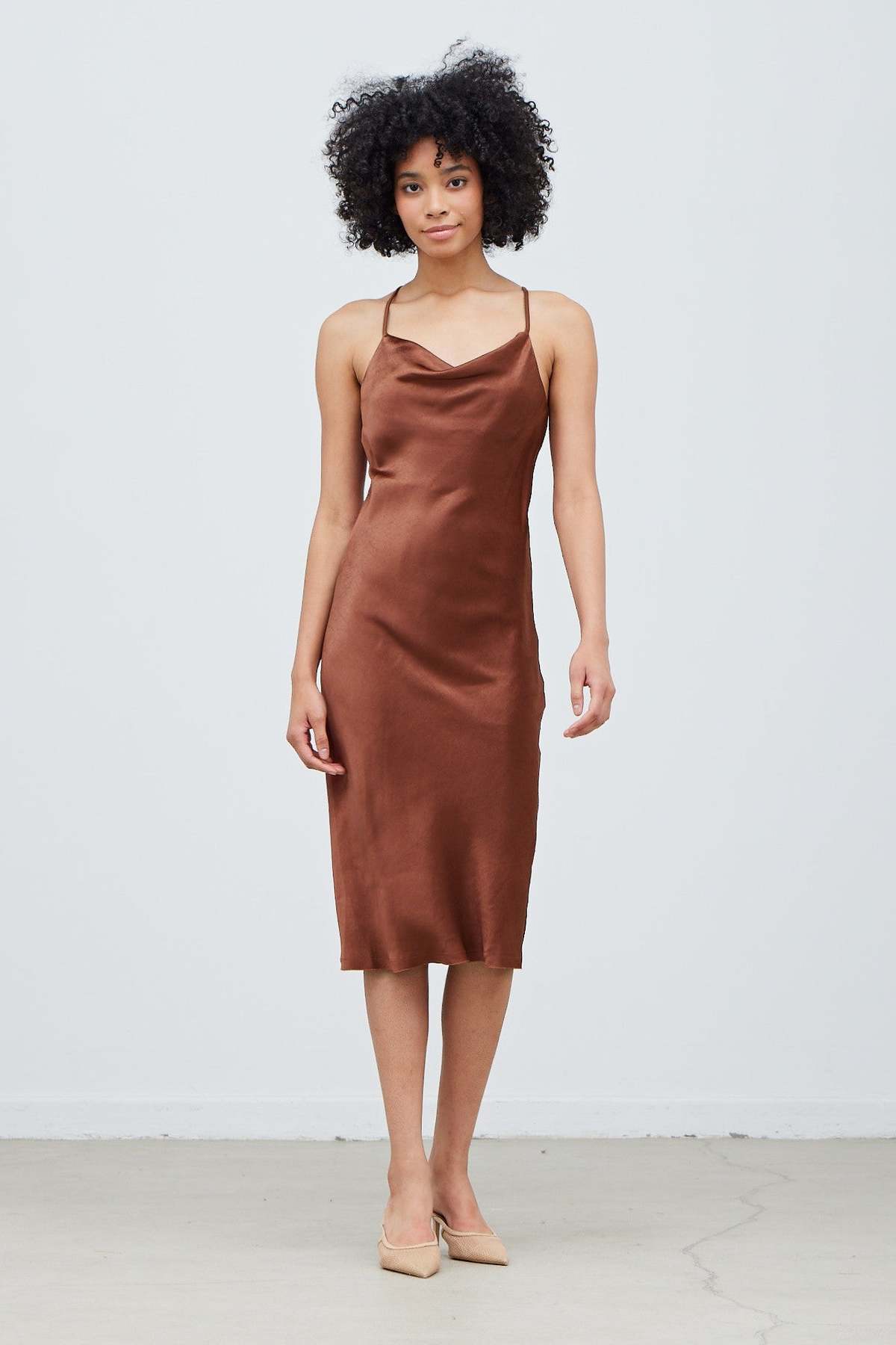 Grade & Gather Cowl Neck Satin Dress | Garmentory Grade & Gather Cowl Neck Satin Dress | Garmentory