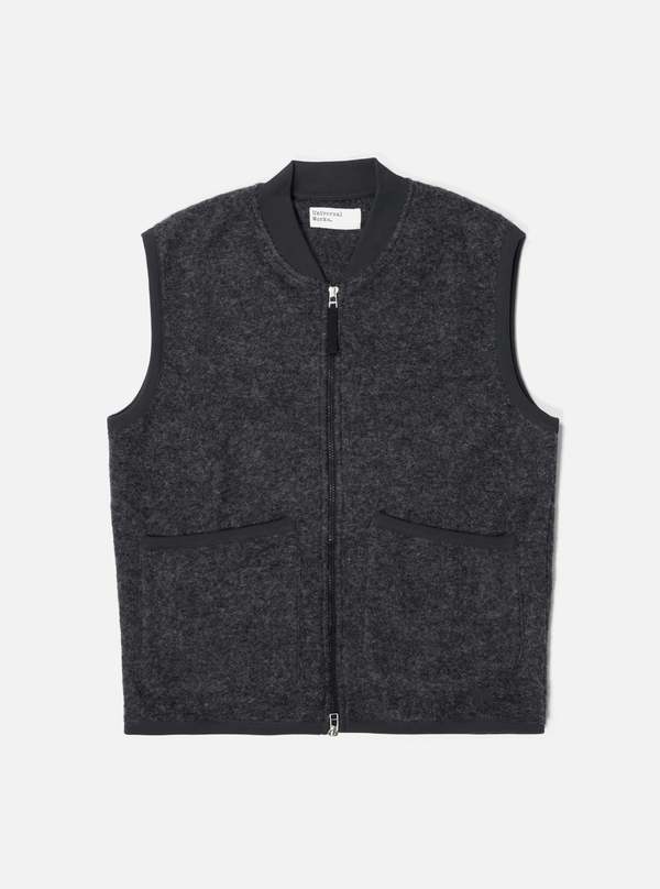 Universal Works Zip Waistcoat Charcoal Garmentory