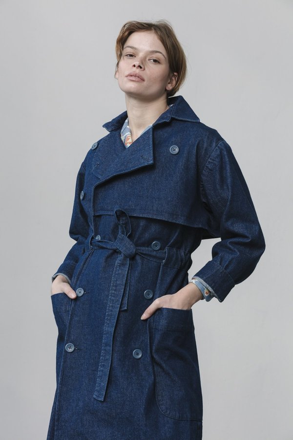 Carleen Denim Trench Coat Dark Rinse Garmentory — free download