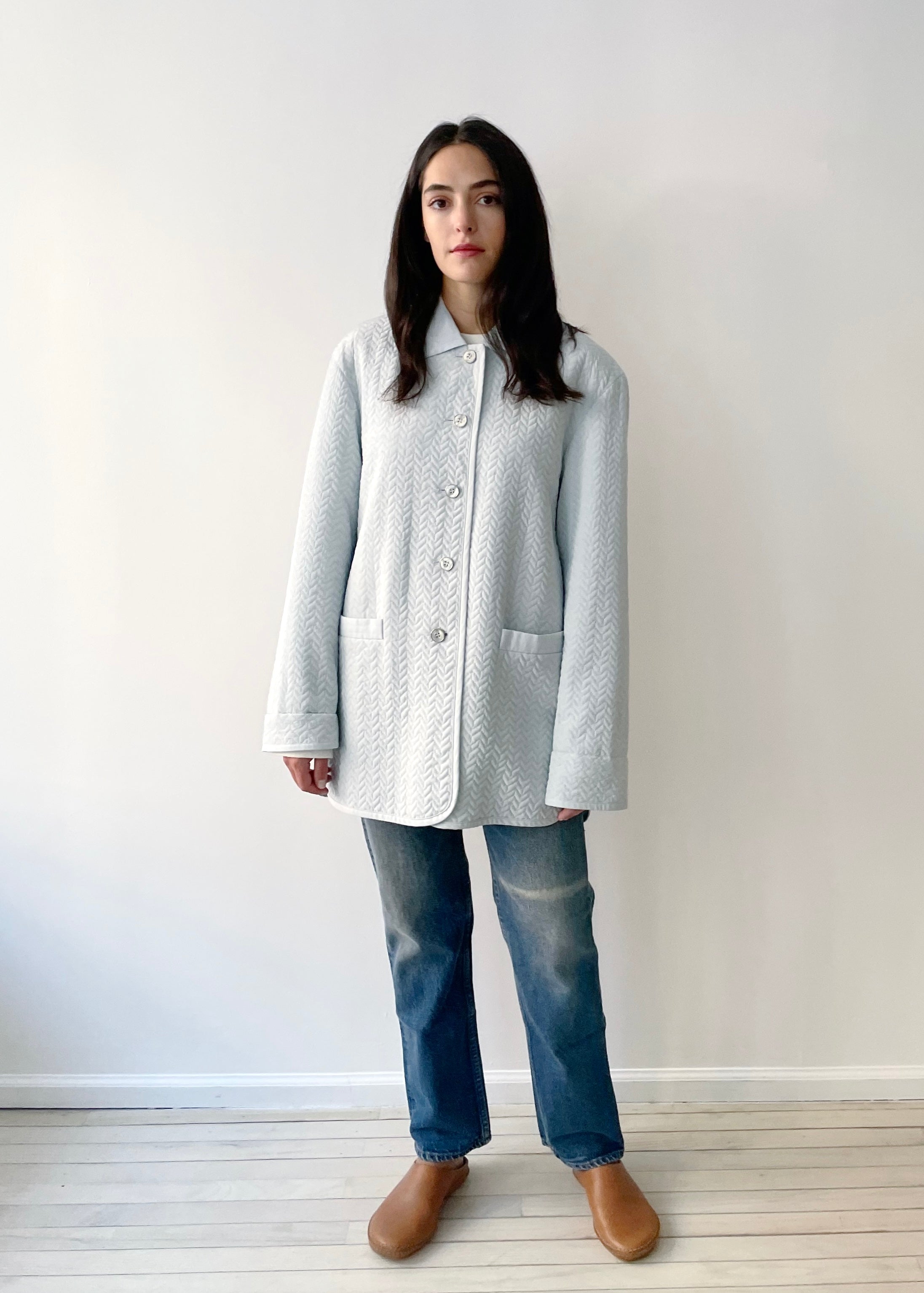 Vintage Silk Escada Quilted Jacket Blue Garmentory