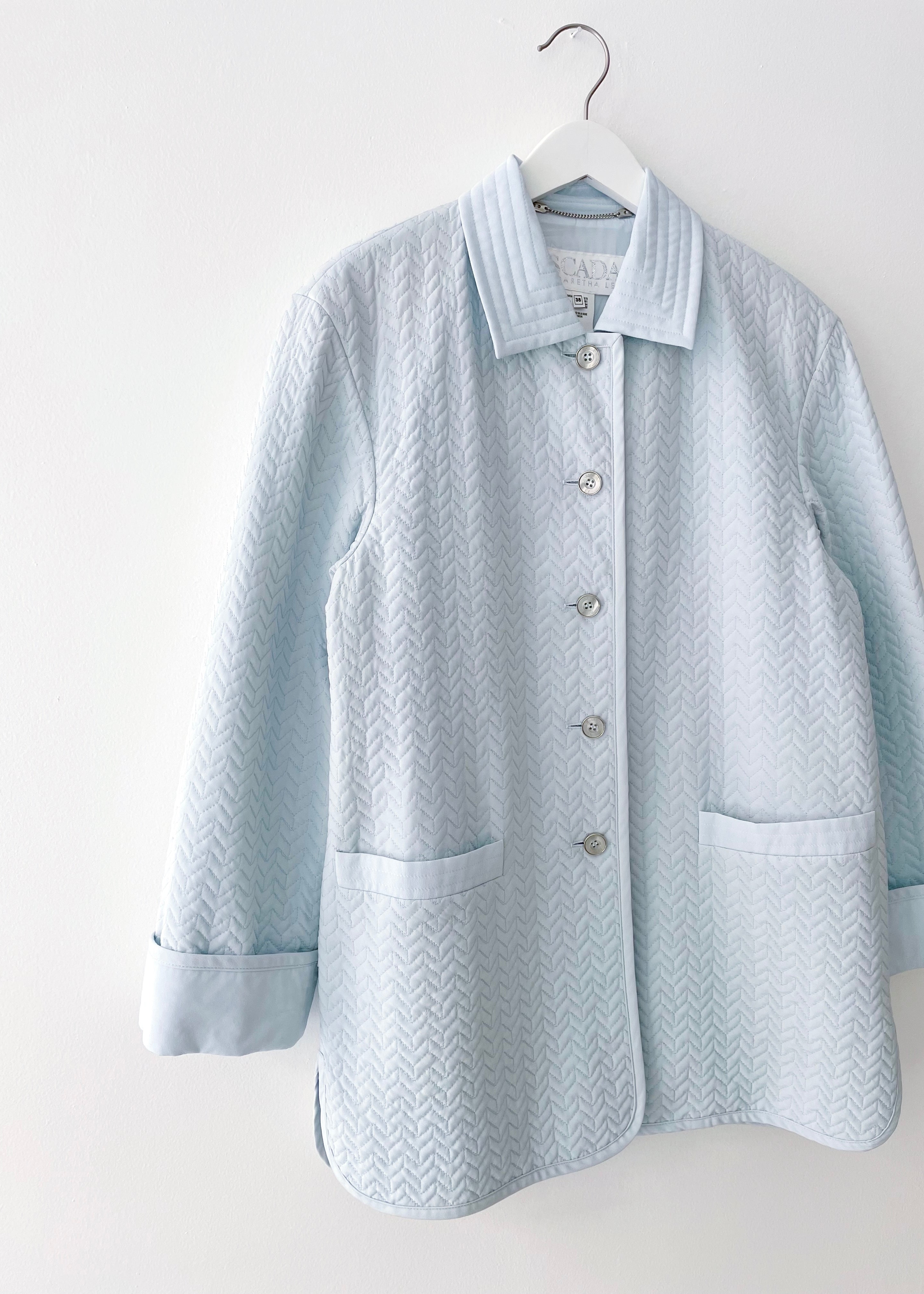 Vintage Silk Escada Quilted Jacket Blue Garmentory