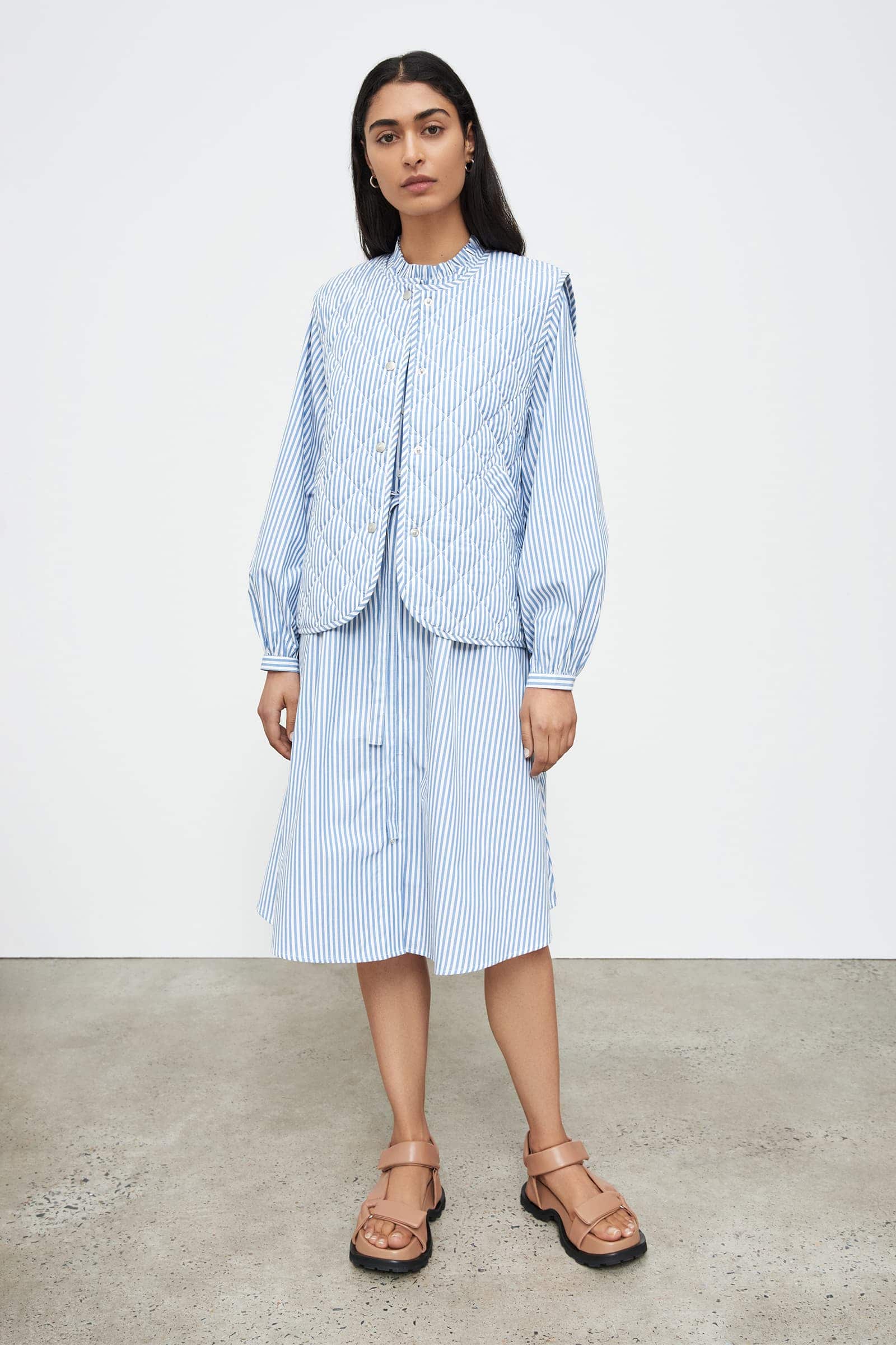 Kowtow Quilt Vest - blue stripes | Garmentory