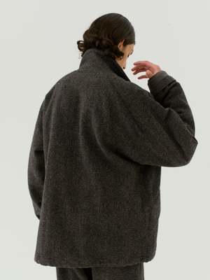 Auralee WOOL HAIRLINE LIGHT TWEED ZIP BLOUSON - TOP CHARCOAL