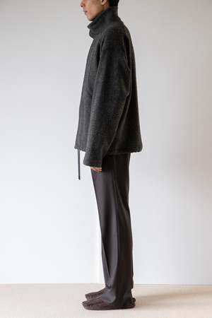 Auralee WOOL HAIRLINE LIGHT TWEED ZIP BLOUSON - TOP CHARCOAL