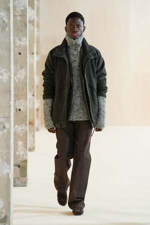 Auralee WOOL HAIRLINE LIGHT TWEED ZIP BLOUSON - TOP CHARCOAL