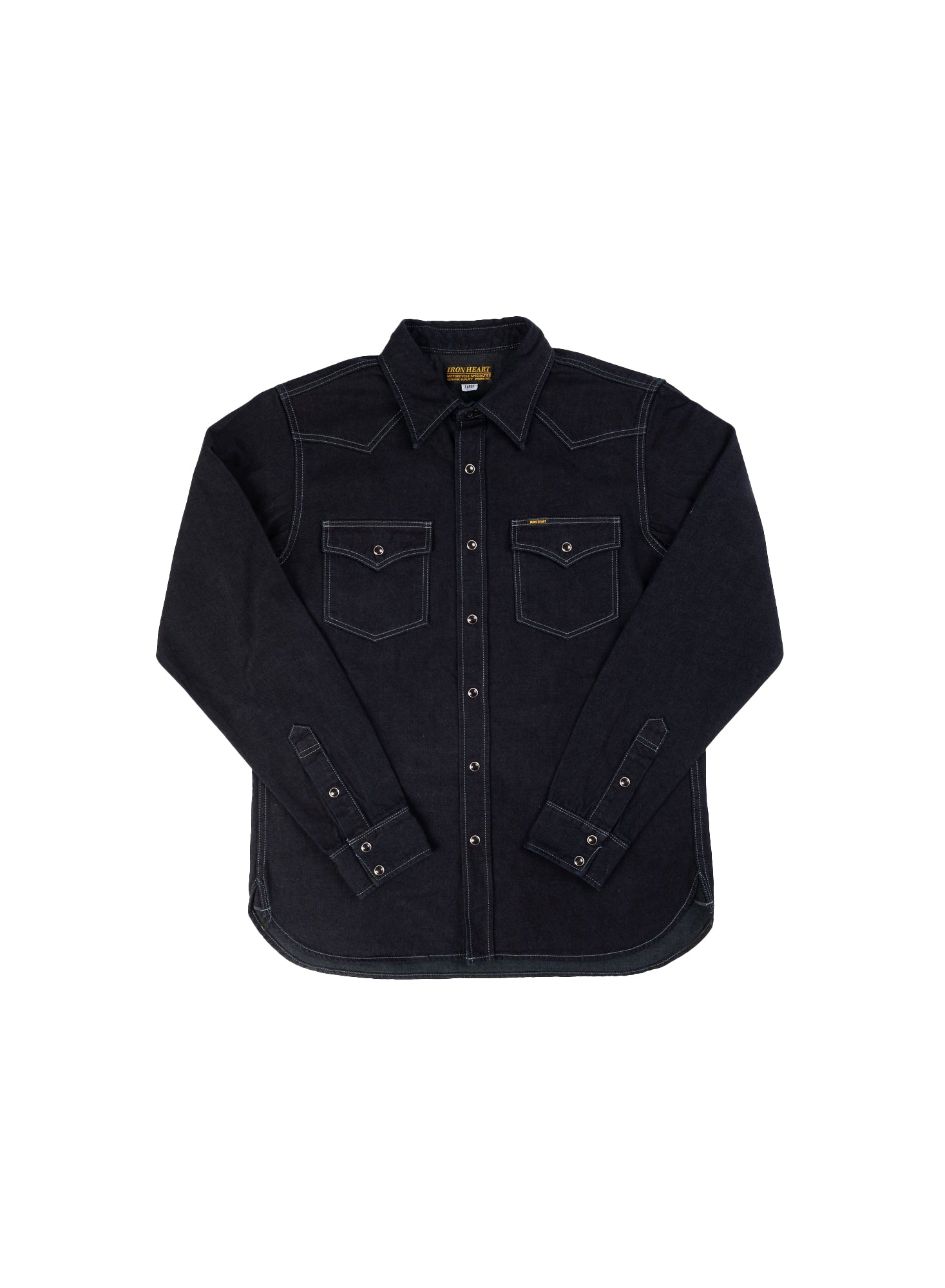 Iron Heart 10oz Selvedge Denim Western Shirt Indigo Overdyed Black
