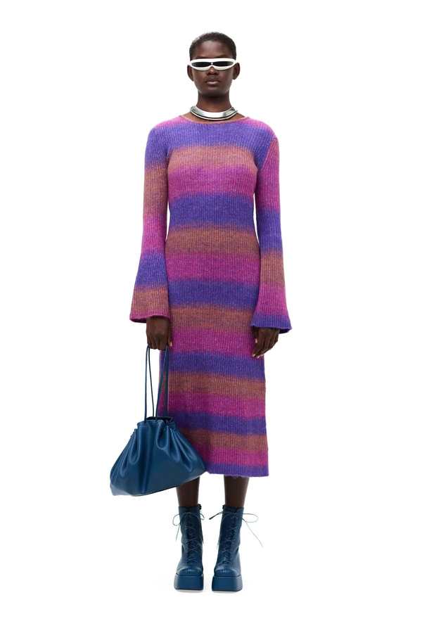 simon miller purple dress Simon Miller Axon Dress - Distorted Stripe