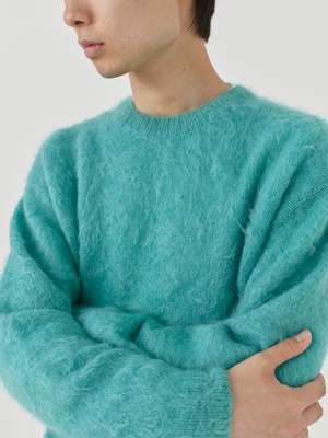 Auralee BRUSHED SUPER KID MOHAIR KNIT P/O - LIGHT PINK | Garmentory