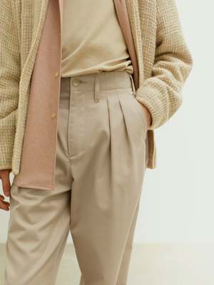Auralee SUPER FINE WOOL COTTON TWILL SLACKS - LIGHT BEIGE | Garmentory
