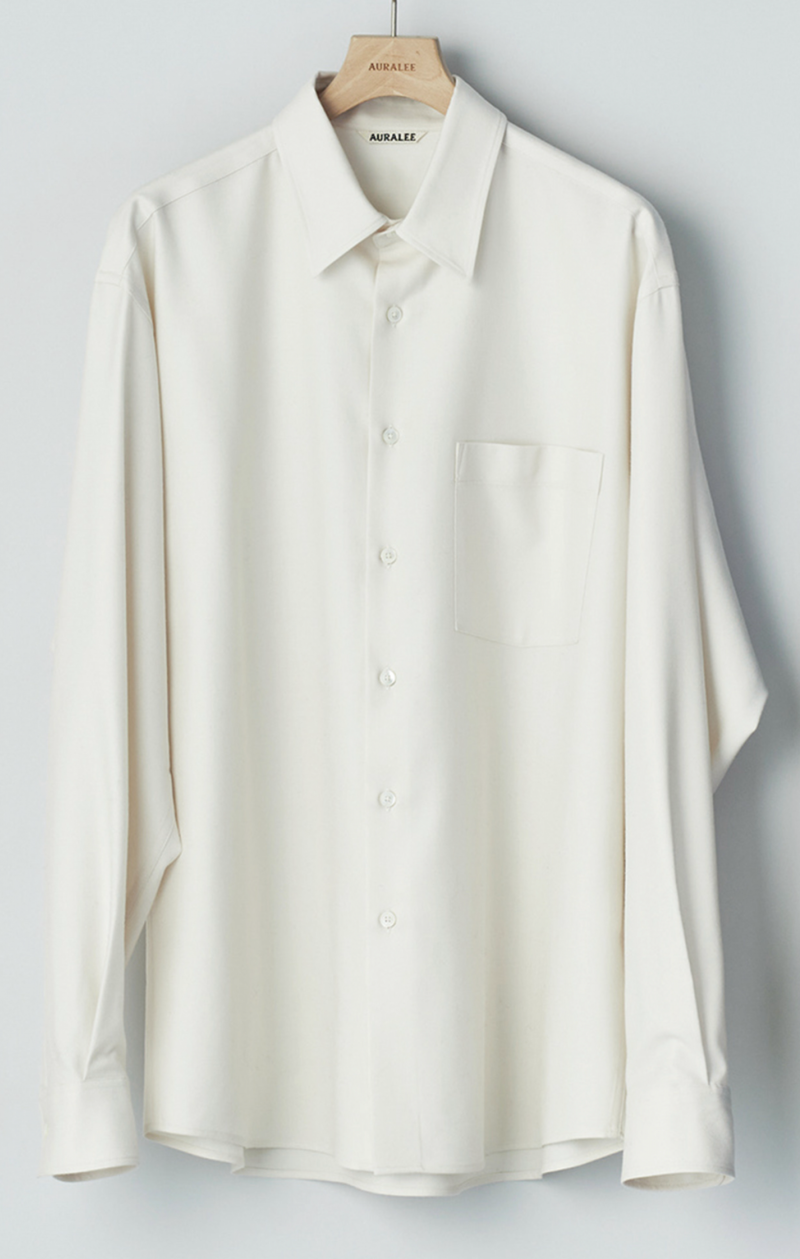 Auralee SUPER LIGHT WOOL SHIRTS - IVORY WHITE | Garmentory