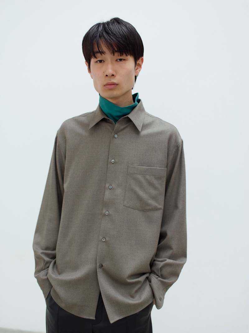 Auralee SUPER LIGHT WOOL SHIRTS - IVORY WHITE | Garmentory
