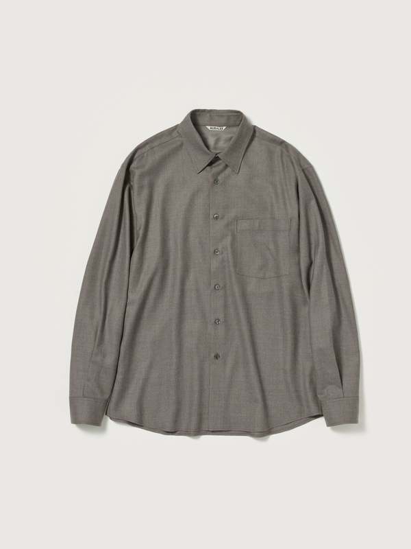 Auralee SUPER LIGHT WOOL SHIRTS - TOP BROWN | Garmentory