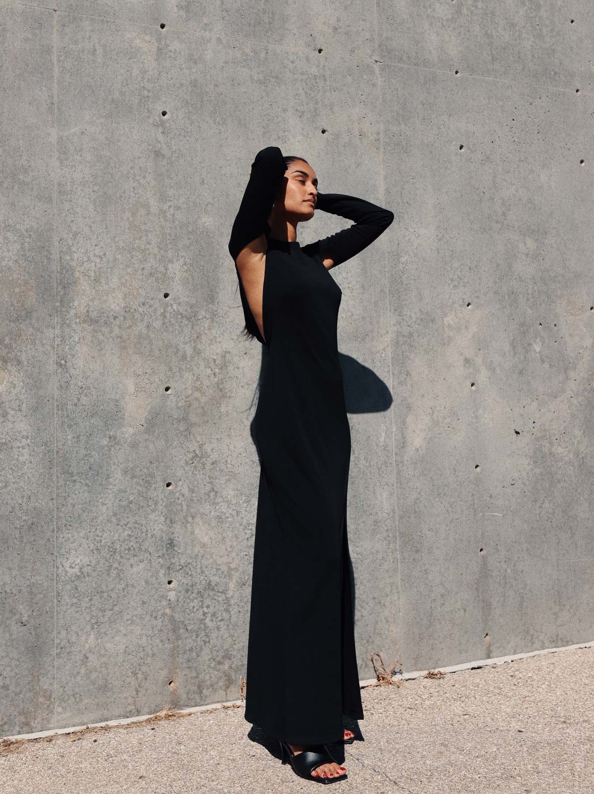 Vintage Dear Society 90s Cut Out Long Sleeve Maxi Dress
