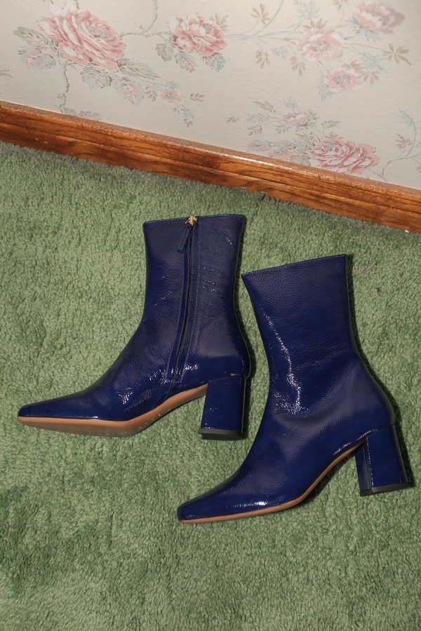navy patent boots