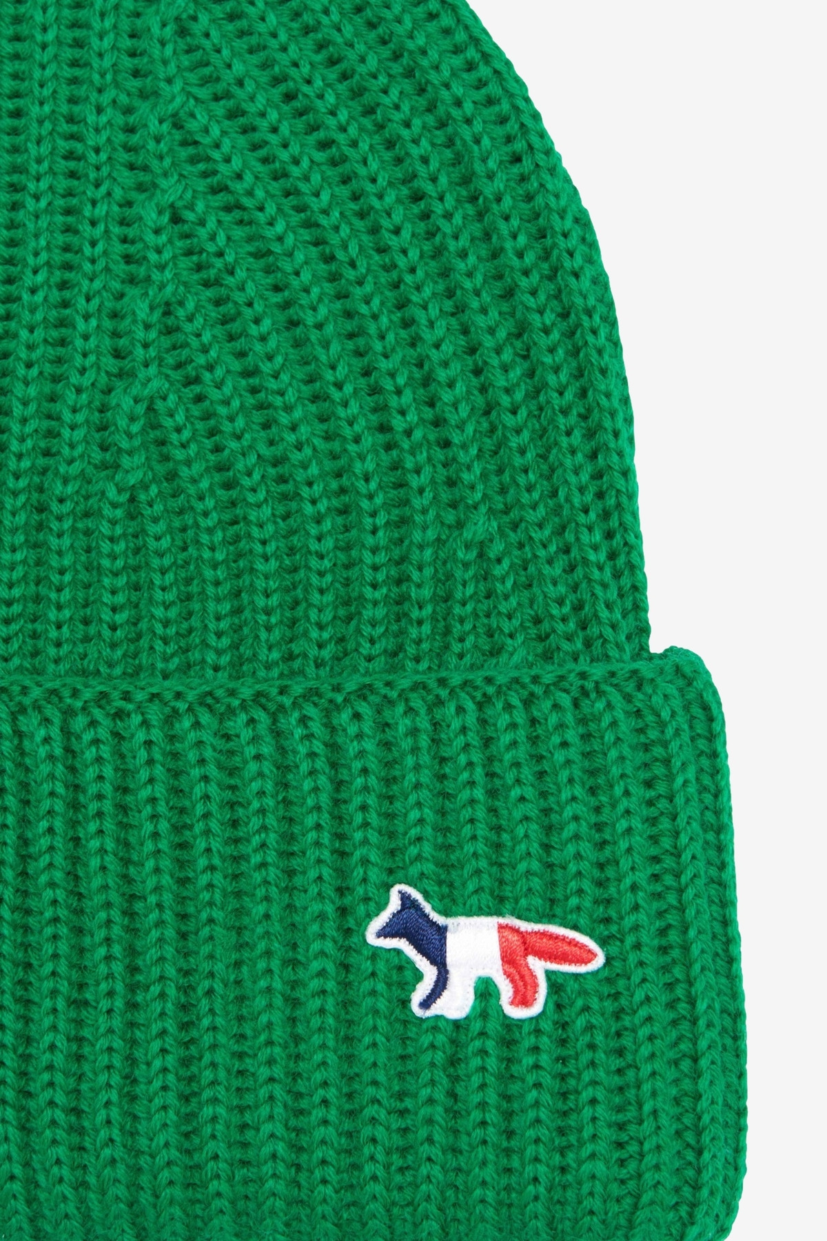 Maison Kitsuné Tricolor Fox Patch Rib Hat - Deep Green  display picture 1