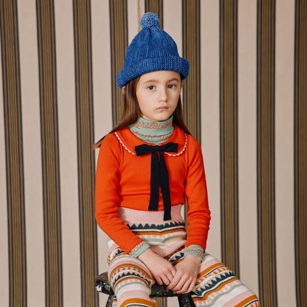 Kids Misha & Puff Garter Hat - Blueberry | Garmentory