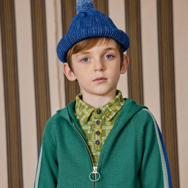 Kids Misha & Puff Garter Hat - Blueberry | Garmentory