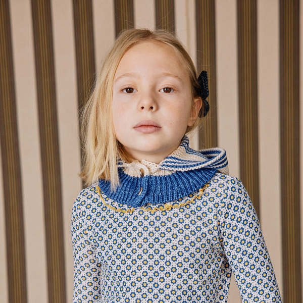 Kids Misha & Puff Garter Stripe Hood - Blueberry | Garmentory
