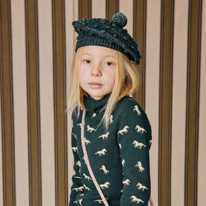 Kids Misha & Puff Popcorn Beret Hat - Camp Green | Garmentory