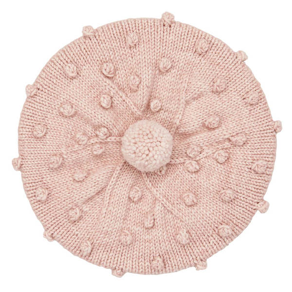 Misha & Puff Child Popcorn Beret Hat Rosette Pink | Garmentory