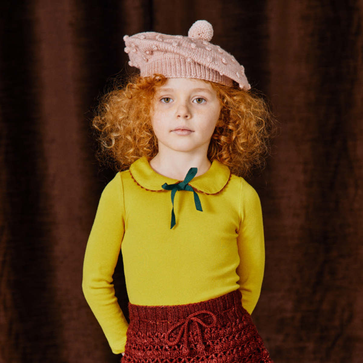 2025新発 Misha & Puff Child Popcorn Beret Hat Rosette Pink | Garmentory 帽子