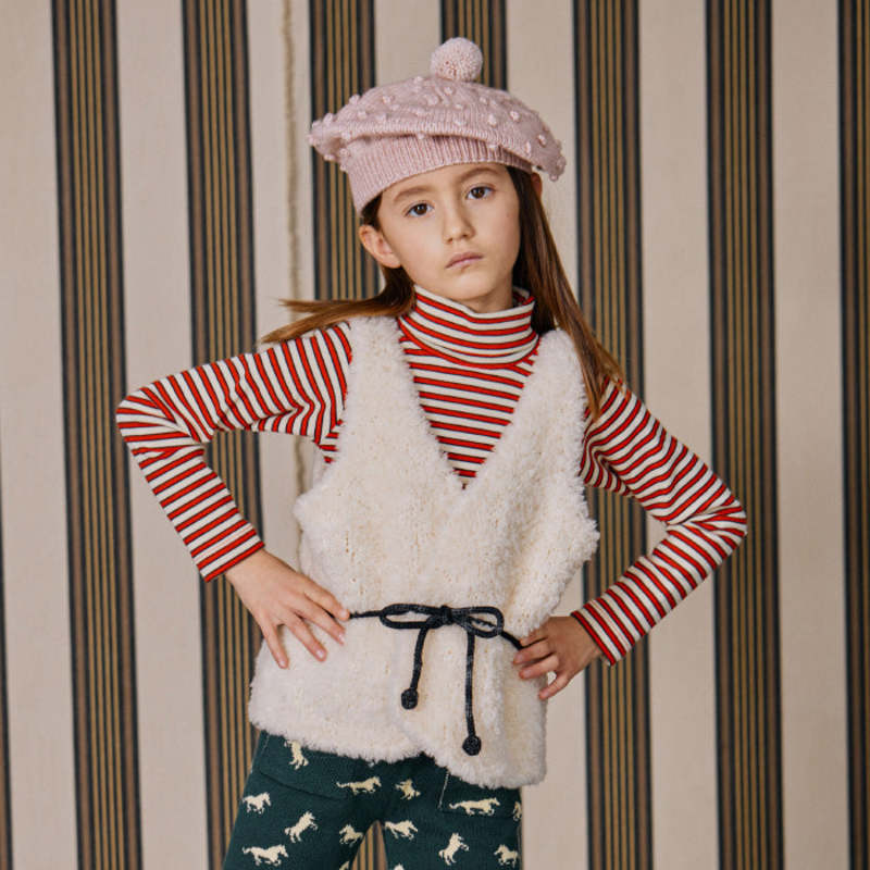 Kids Misha & Puff Woolly Vest - String Cream | Garmentory 