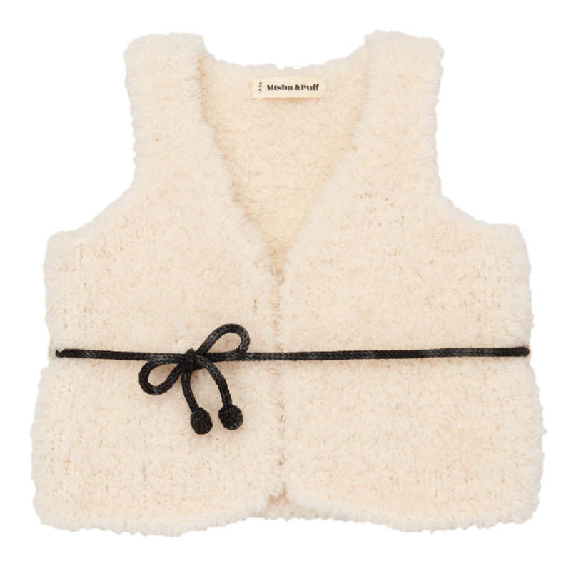 Kids Misha & Puff Woolly Vest - String Cream | Garmentory 
