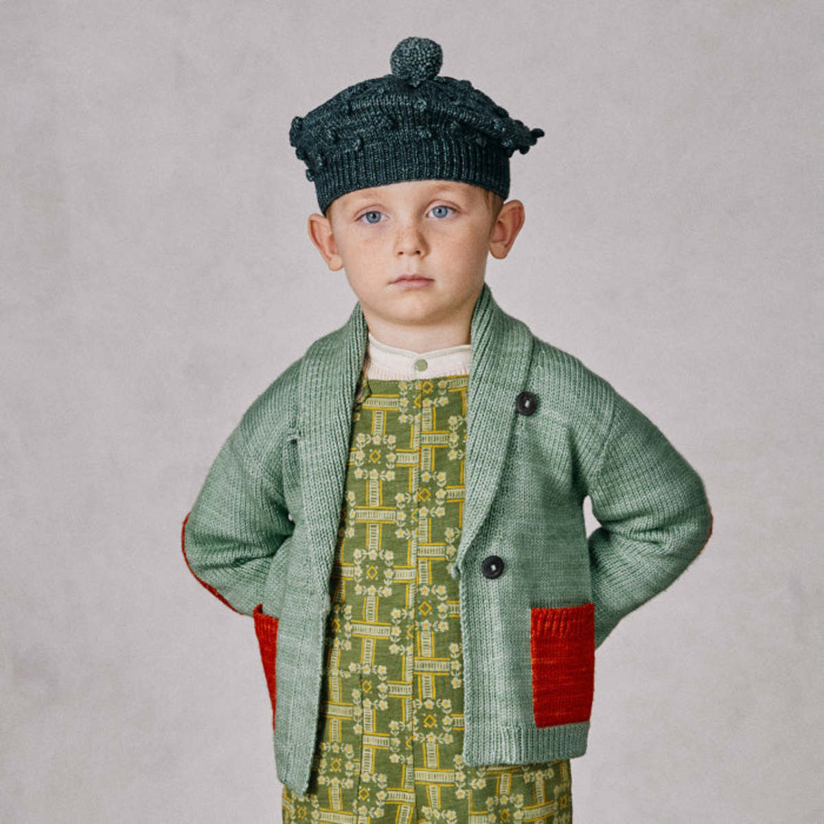 Kids Misha & Puff Yearling Shawl Collar Cardigan - Mojave Green 