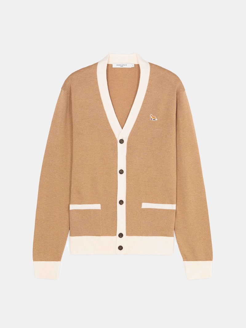Maison Kitsun M BABY FOX PATCH BI-COLOR CLASSIC CARDIGAN Maison Kitsun M BABY FOX PATCH BI-COLOR CLASSIC CARDIGAN