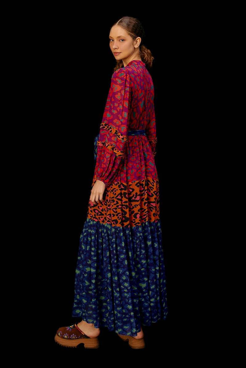 Farm Rio Mixed Leopard Pop Maxi Dress - Multi