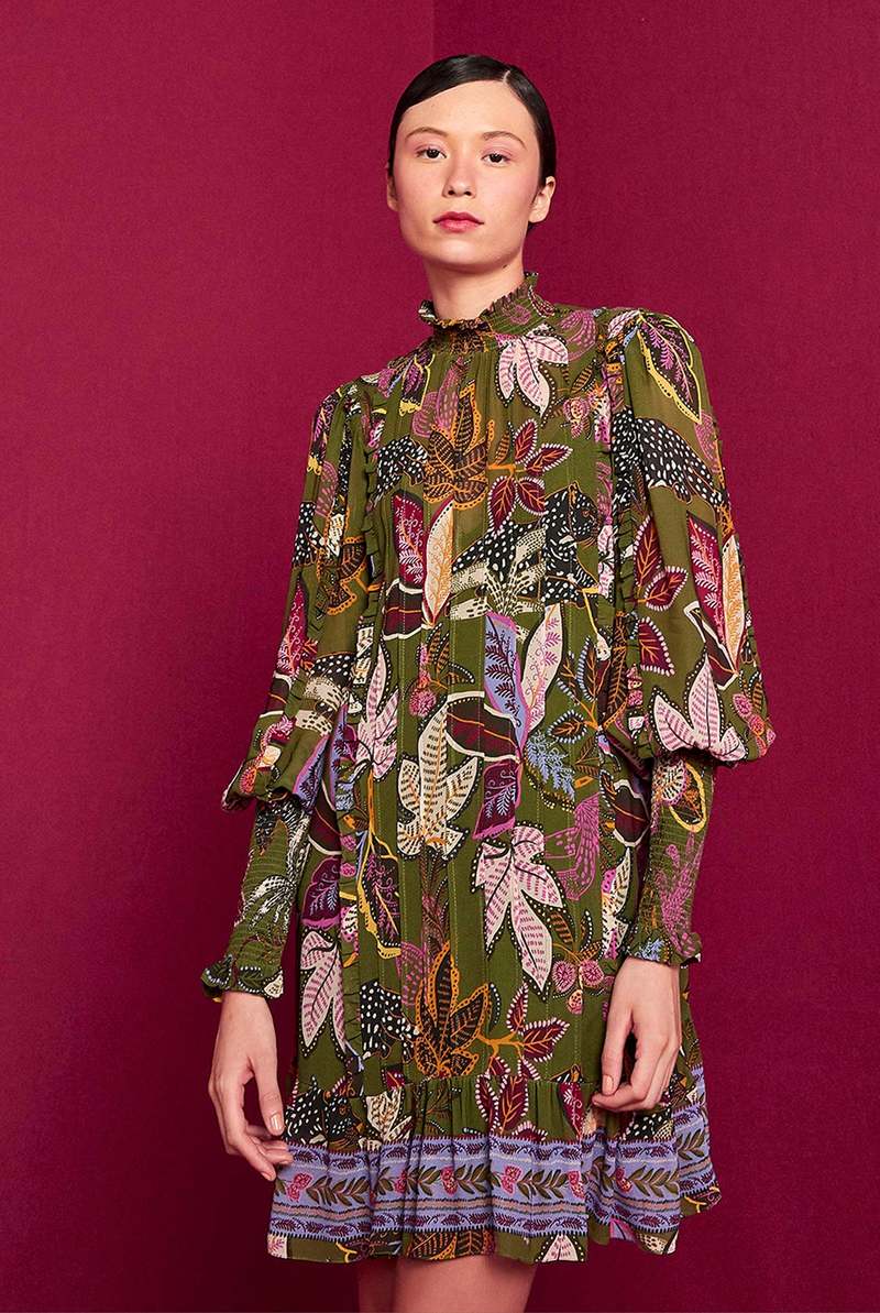 Farm Rio Mini Dress - Wild Jungle Green | Garmentory