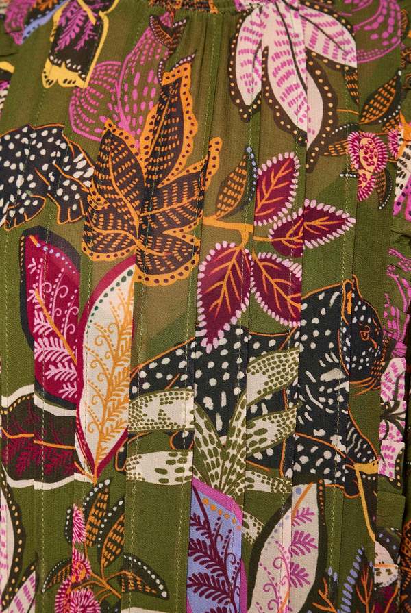 green emerald velvet dress Pink Leaves Maxi Dress  FARM Rio