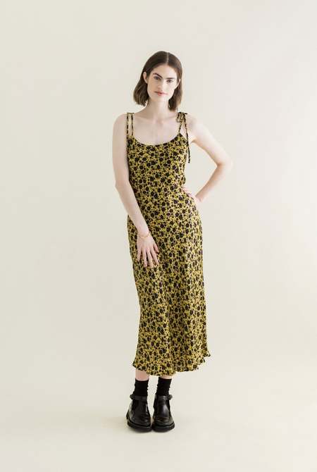 Bronze Age FLORAL HEARTBREAK SLIP DRESS - AMBER FLORAL