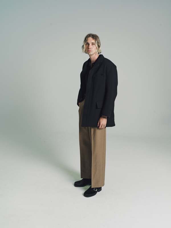 【未使用】t.t Taiga Takahashi ATELIER COAT 40 Taiga Takahashi Wool Atelier Coat - Black | Garmentory