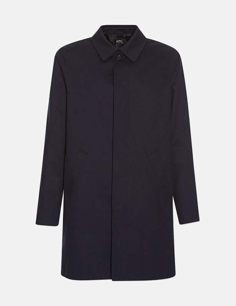 A.P.C. Mac Ville Trench Coat - Navy Blue | Garmentory