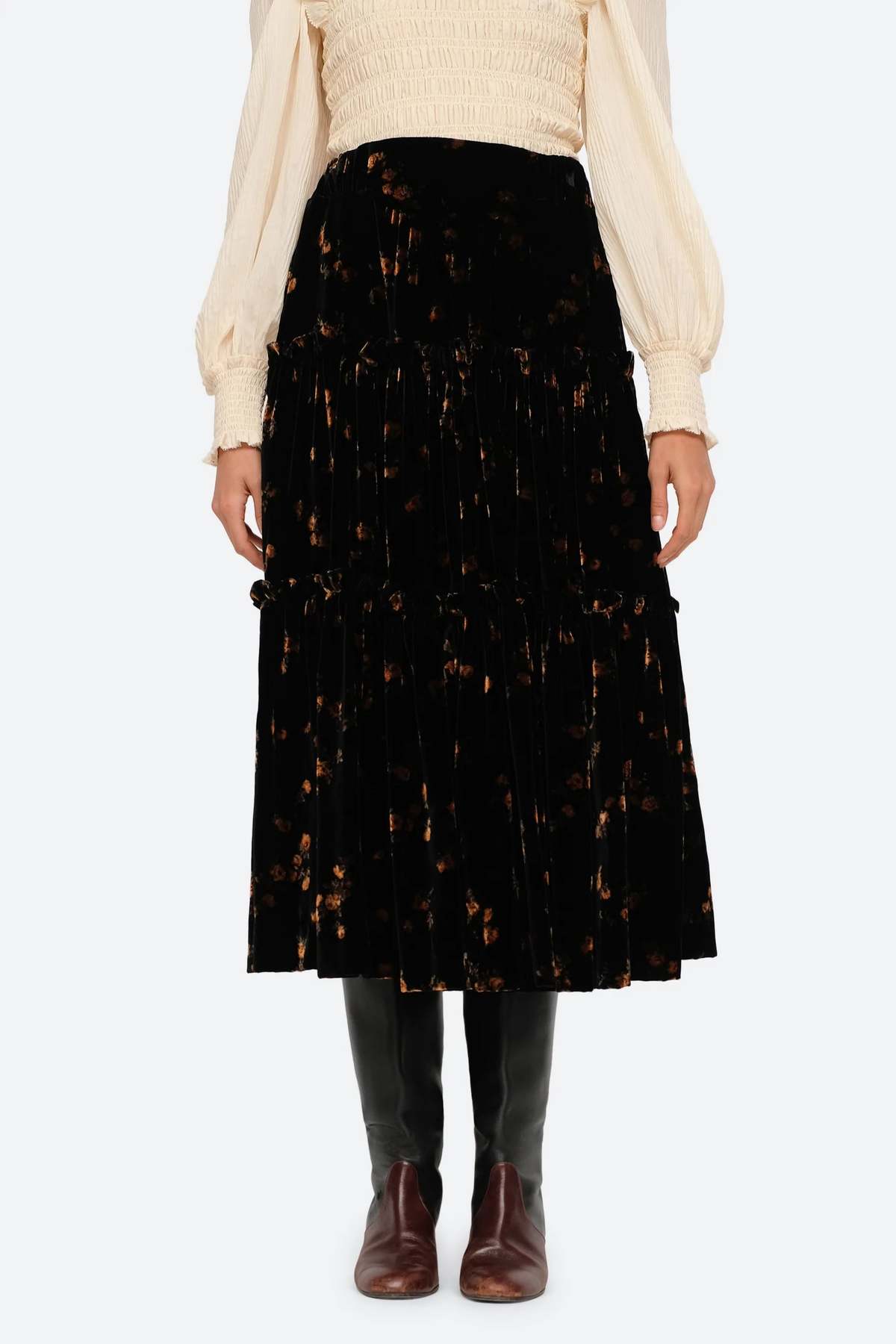 Sea NY Rayna Printed Velvet Skirt Garmentory