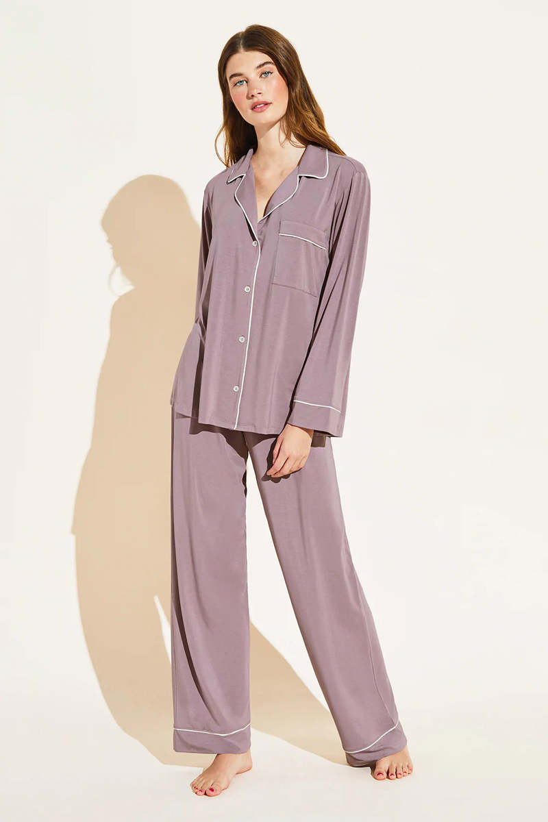 Eberjey Gisele Long PJ Set Amethyst/Ivory Garmentory