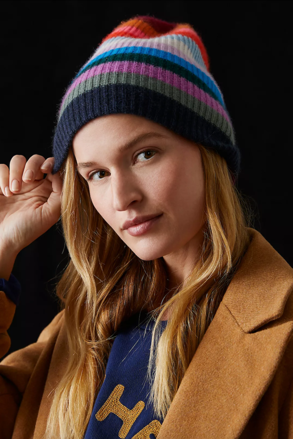 White + Warren Cashmere Striped Beanie | Garmentory