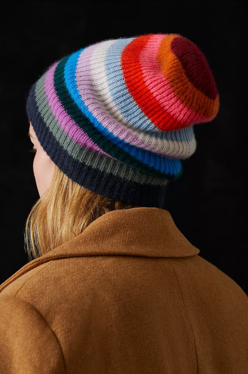 White + Warren Cashmere Striped Beanie | Garmentory display picture 2