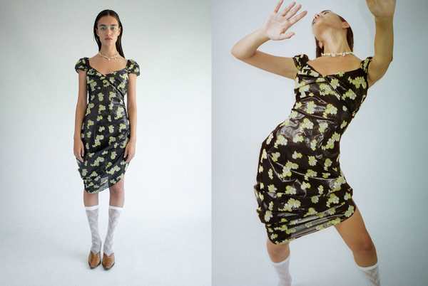 Yuhan Wang Jacquard Dress - Black Floral | Garmentory