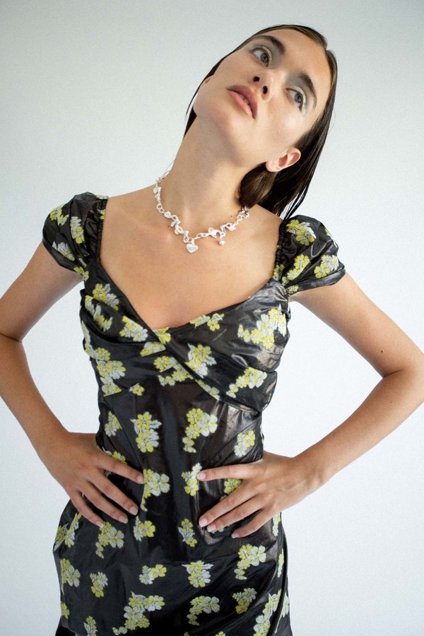 Yuhan Wang Jacquard Dress - Black Floral | Garmentory