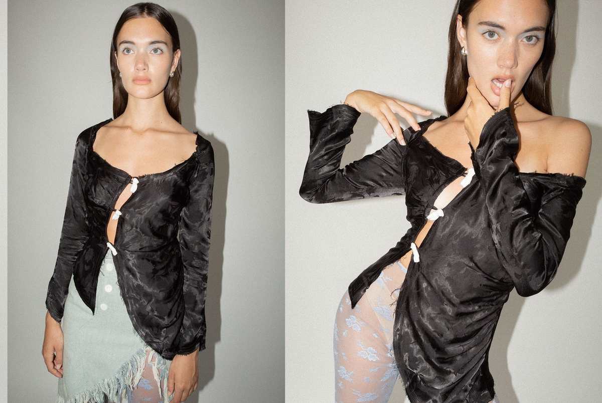 Yuhan Wang Floral Jacquard Top - Black | Garmentory