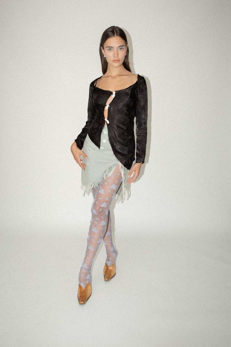 Yuhan Wang Floral Jacquard Top - Black | Garmentory