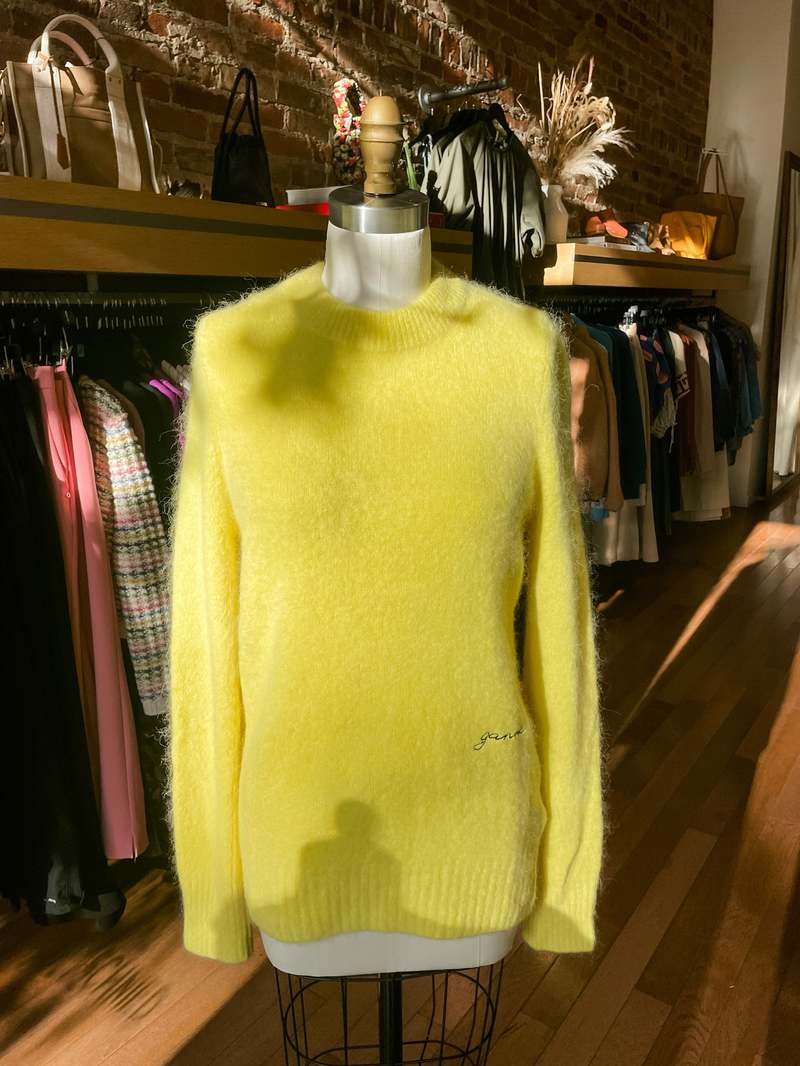 Ganni Brushed Alpaca O-Neck Sweater - Blazing Yellow