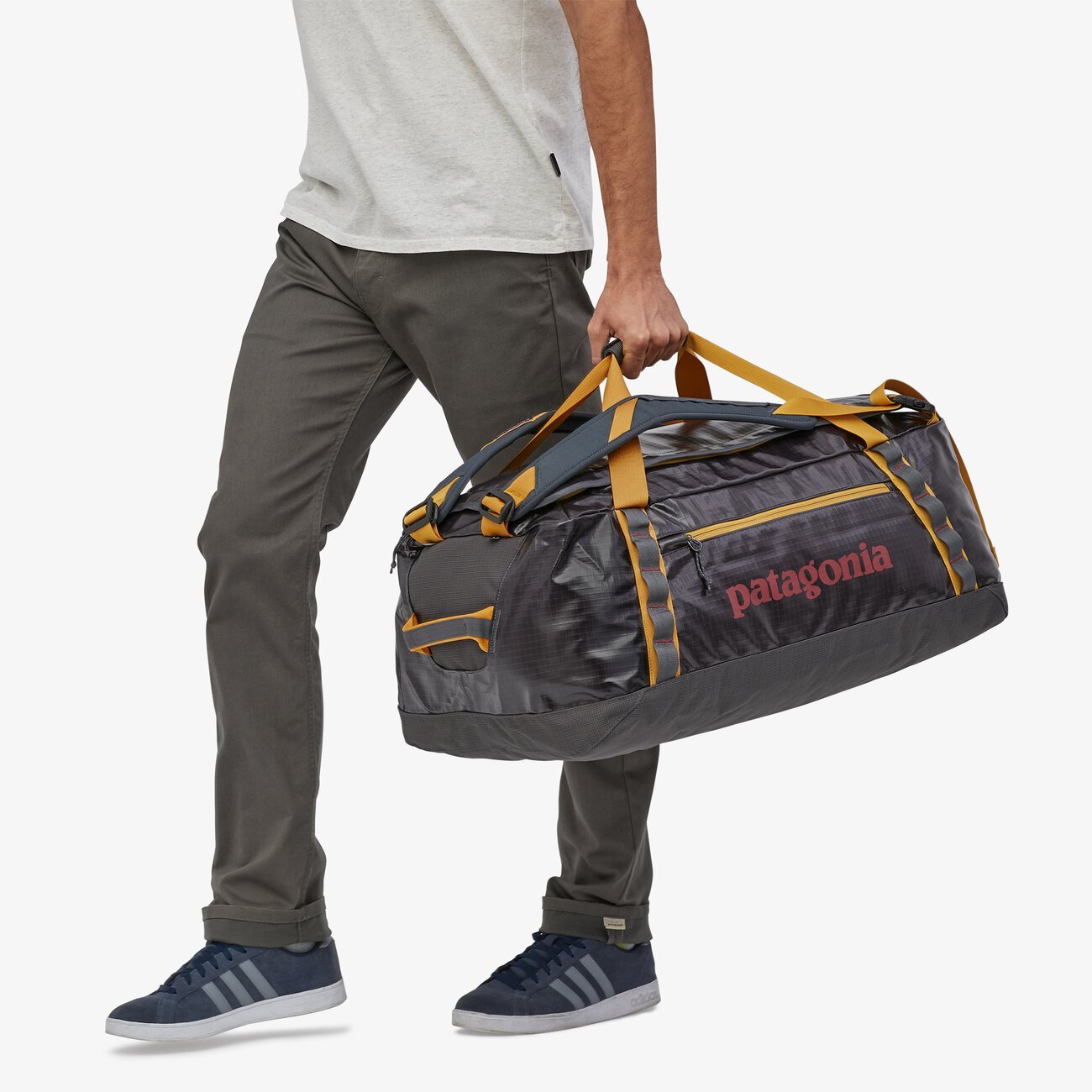 Patagonia Black Hole Duffel Bag 55L Smolder Blue w/ Buckwheat Gold Garmentory