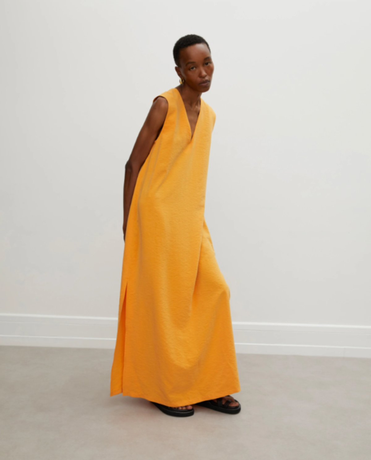 chinese dress ladies COS Ruffled Maxi Dress in Orange