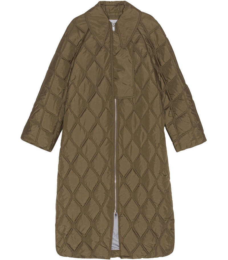 Ganni Ripstop Quilt Coat - Teak | Garmentory
