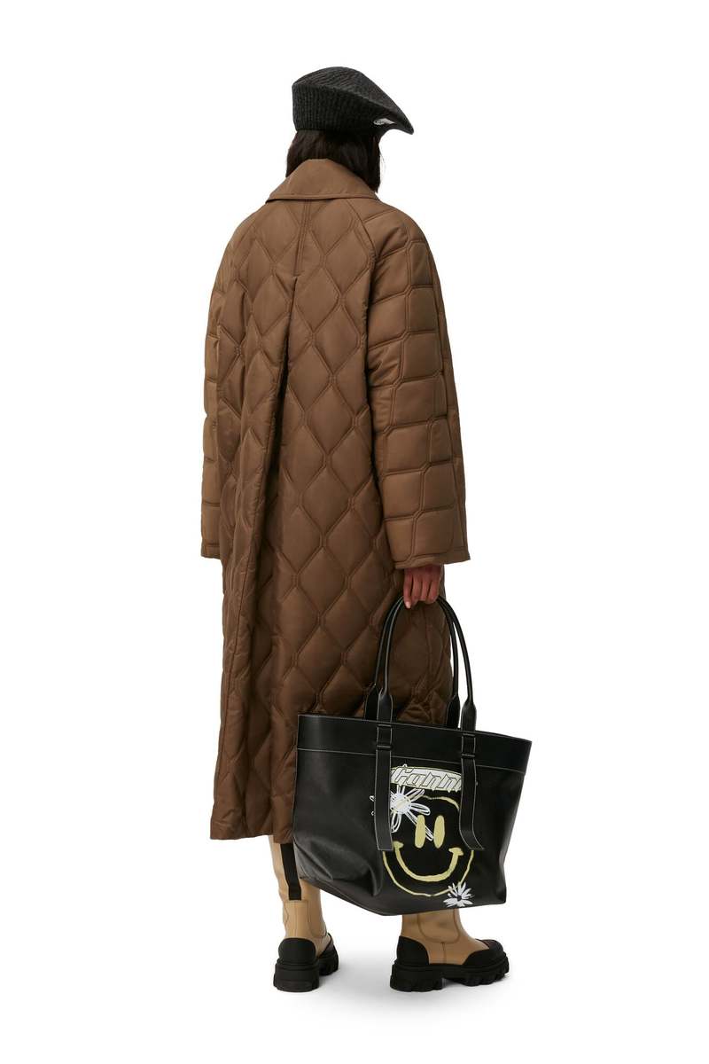 GANNI　ガニー Recycled Ripstop Quilt COAT Black Ripstop Quilt Coat | GANNI US