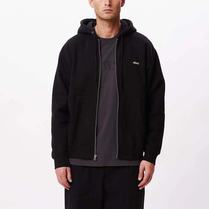 ★OBEY/オベイ Est. Works Bold Zip-Up Hoodie 関税込★ Obey Est. Works Bold Zip Up Hoodie | PacSun